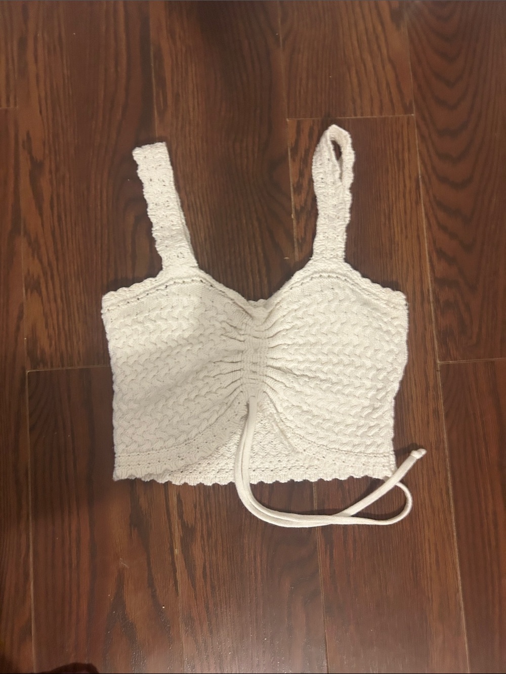 Hollister White Crochet Drawstring Crop Top
